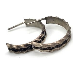 Native Sterling Silver Hoop Earrings 1in